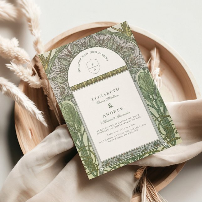 Olive Leaf Arch Art Nouveau wedding Invitation (Creator Uploaded)