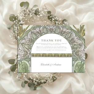 Olive Leaf Arch Art Nouveau wedding Thank You Card
