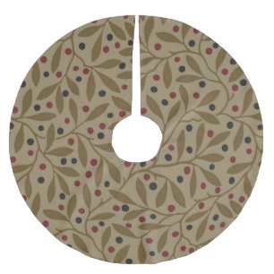 Olive Leaf Berry Earthy Willow Branch Brushed Polyester Tree Skirt