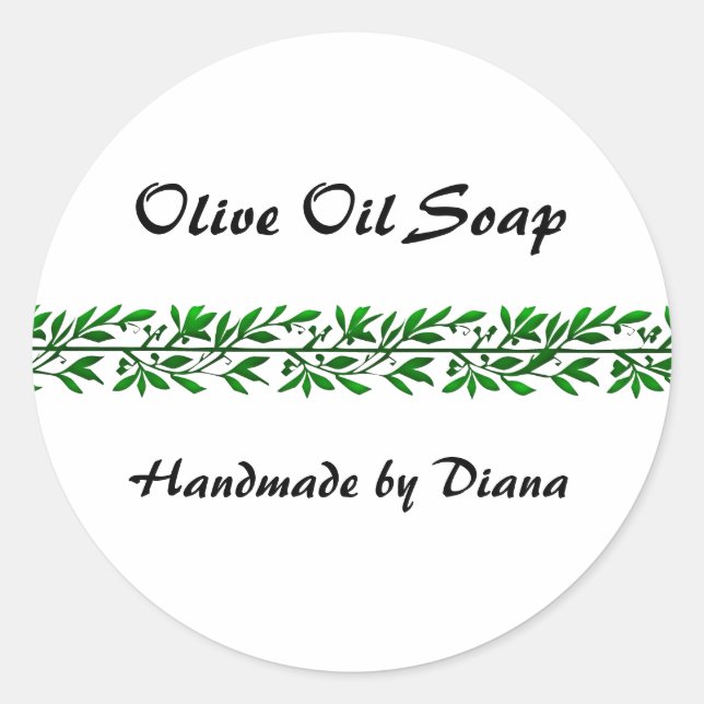 Olive Leaf Custom Soap or Canning Label Stickers (Front)