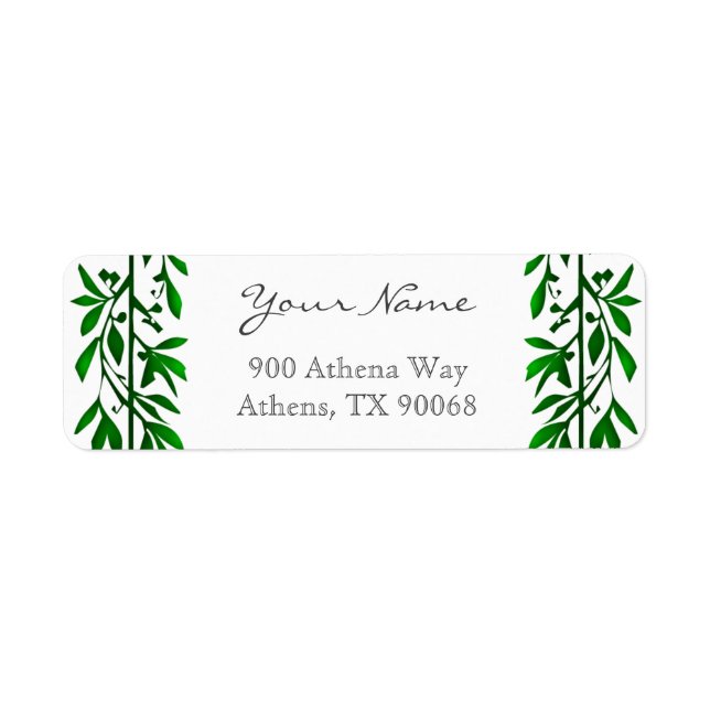 Olive Leaf Greenery Editable Return Address Labels (Front)