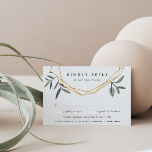 Olive Leaf RSVP Card with Entree Choices
