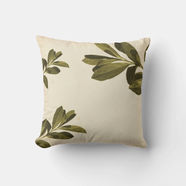 Olive Leaf Throw Pillow (Front)