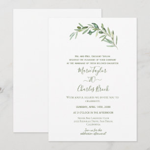 Olive Leaf Wedding Invitation