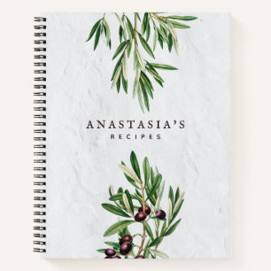 Olive Leaves Greek Island Recipe Cookbook Notebook