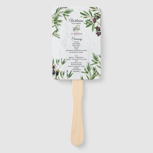 Olive Leaves Greek Island Wedding Program Hand Fan