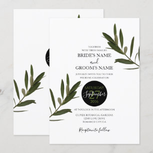 Olive Leaves Greenery Wedding Invitations