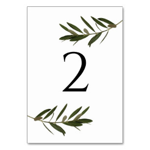 Olive Leaves Greenery Wedding Table Number
