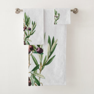 Olive Leaves Mediterranean Greek Island  Bath Towel Set