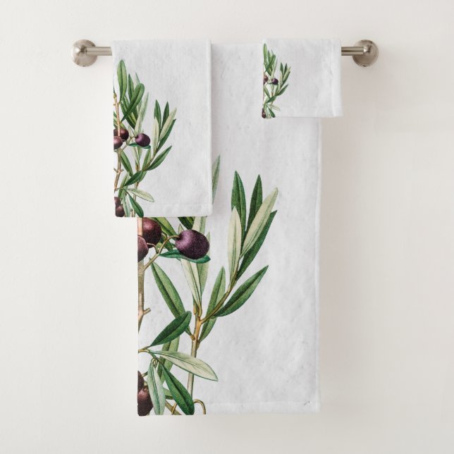 Olive Leaves Mediterranean Greek Island  Bath Towel Set (Insitu)