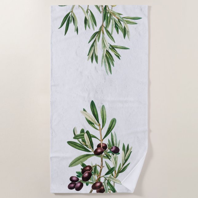 Olive Leaves Mediterranean Greek Island  Beach Towel (Front)