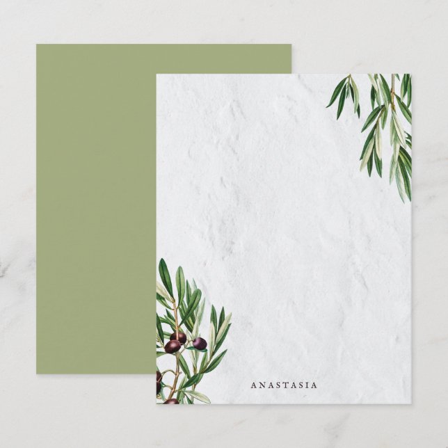 Olive Leaves Mediterranean Greek Island  Card (Front/Back)