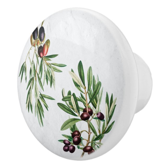 Olive Leaves Mediterranean Greek Island  Ceramic Knob (Right)