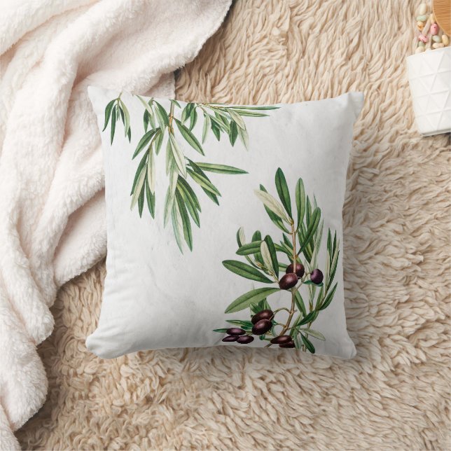 Olive Leaves Mediterranean Greek Island  Cushion (Blanket)