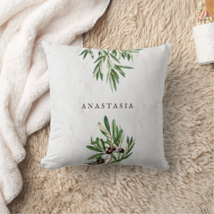 Olive Leaves Mediterranean Greek Island  Cushion