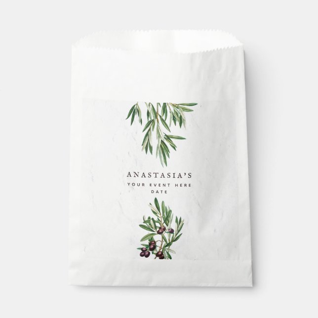 Olive Leaves Mediterranean Greek Island  Favour Bags (Front)