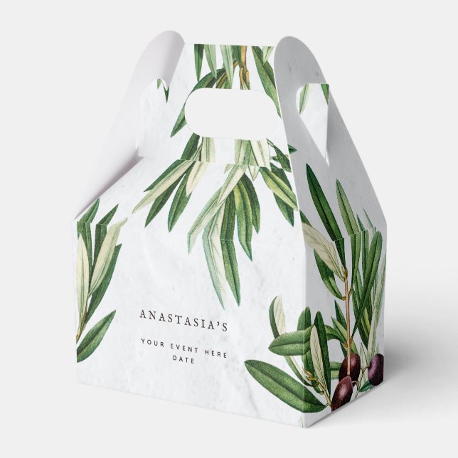 Olive Leaves Mediterranean Greek Island  Favour Box (Front Side)