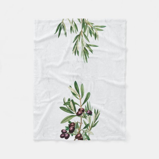 Olive Leaves Mediterranean Greek Island  Fleece Blanket (Front)