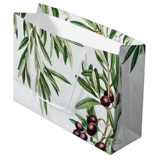 Olive Leaves Mediterranean Greek Island  Large Gift Bag (Front Angled)