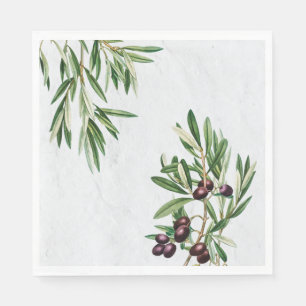 Olive Leaves Mediterranean Greek Island  Napkin