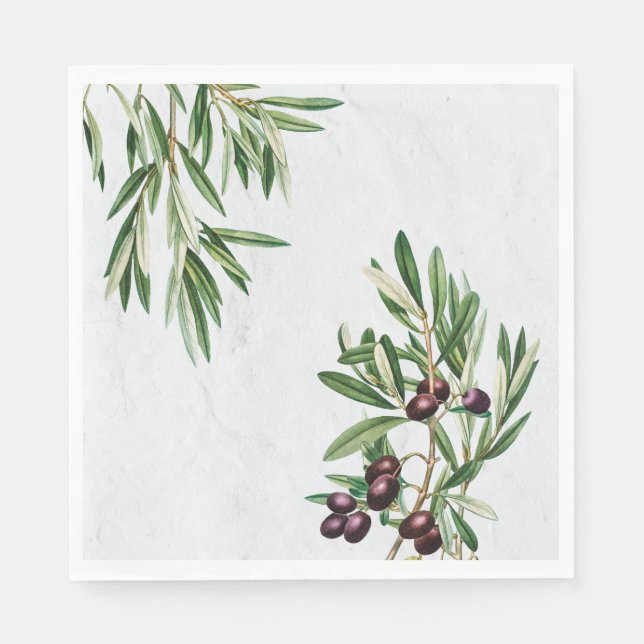 Olive Leaves Mediterranean Greek Island  Napkin (Front)