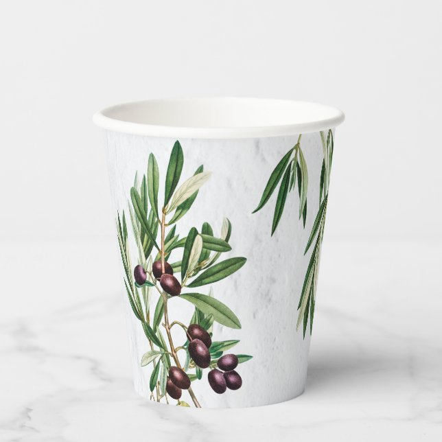 Olive Leaves Mediterranean Greek Island  Paper Cups (Front)