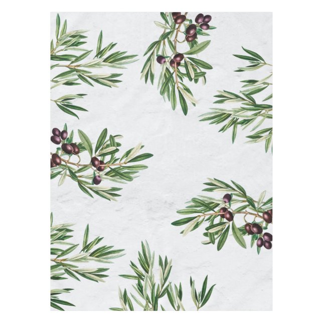 Olive Leaves Mediterranean Greek Island  Tablecloth (Front)