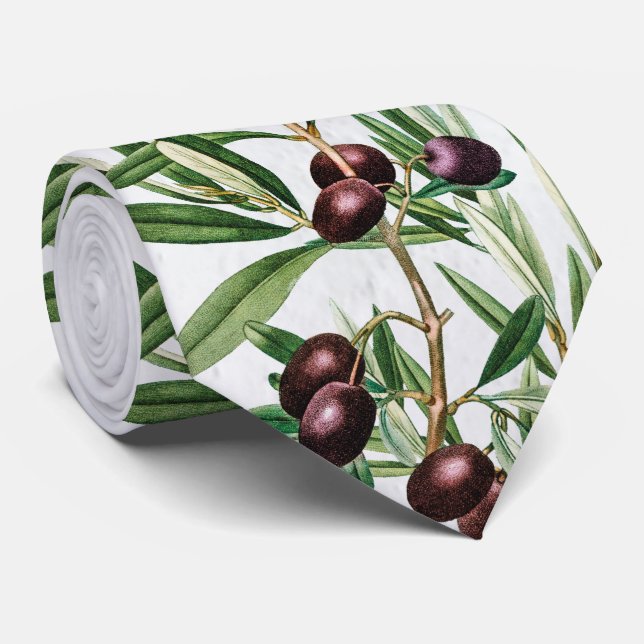 Olive Leaves Mediterranean Greek Island  Tie (Rolled)
