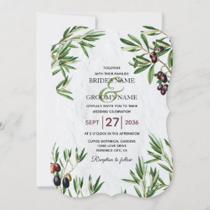 Olive Leaves Mediterranean Greek Island Wedding Invitation