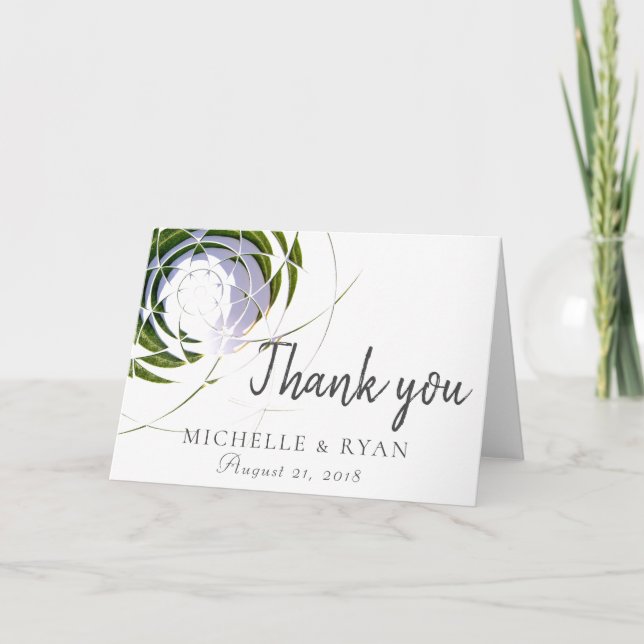 Olive Leaves Modern Wedding Favour Thank you Card (Front)