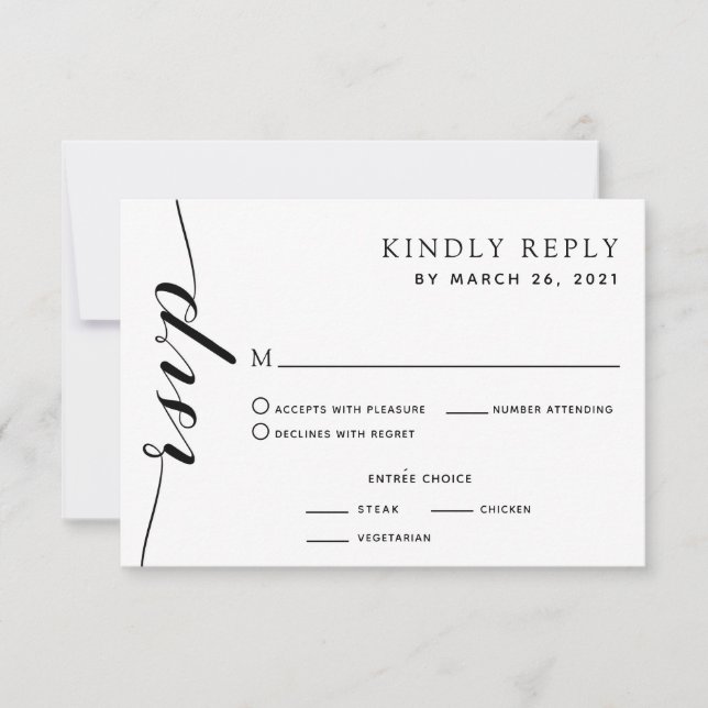 Olive Leaves Monogram Crest Wedding RSVP (Front)