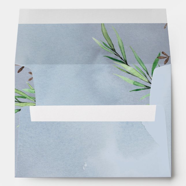Olive Leaves Wedding Dusty Blue Lemon Envelope (Back (Bottom))