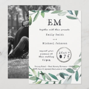 Olive Leaves Wedding/Engagement/Dinner Typeset Invitation
