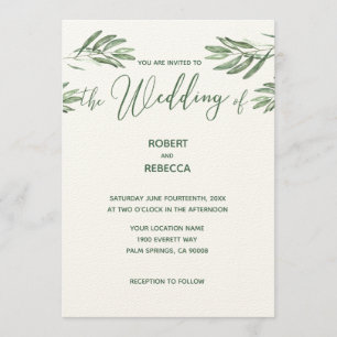 Olive Leaves Wedding Invitation
