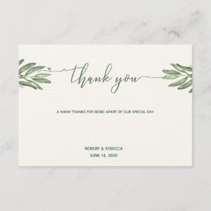 Olive Leaves Wedding Thank You Card