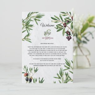 Olive Leaves Wedding Welcome Itinerary Program Programme