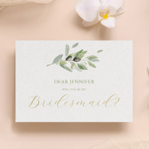 Olive Leaves  Will You Ye My Bridesmaid Invitation