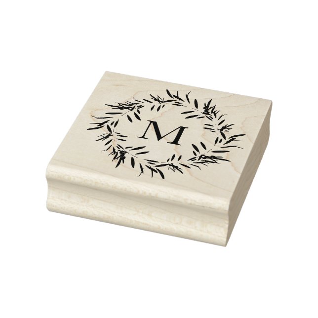 Olive Leaves Wreath Rubber Stamp (Stamp)