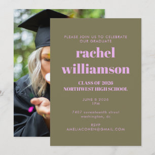 Olive Lilac Class of 2024 Photo Graduation Party Invitation