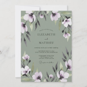 Olive Lilac Foliage Eucalyptus Wedding Invitation