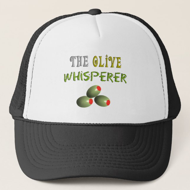 Olive Lovers Gifts "The Olive Whisperer" Trucker Hat (Front)