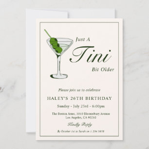 Olive Martini Cocktail Funny 26th Birthday Party Invitation