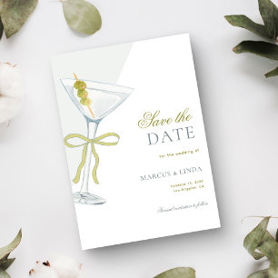 Olive Martini French Coquette Bow Vintage Wedding Save The Date