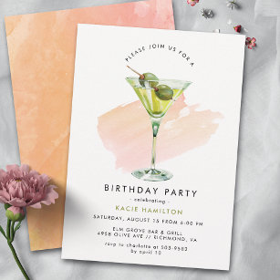 Olive Martini   Fun Cocktail Party Adult Birthday Invitation