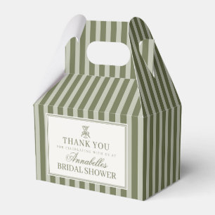 Olive Martini Green Striped Bridal Shower Favour Box