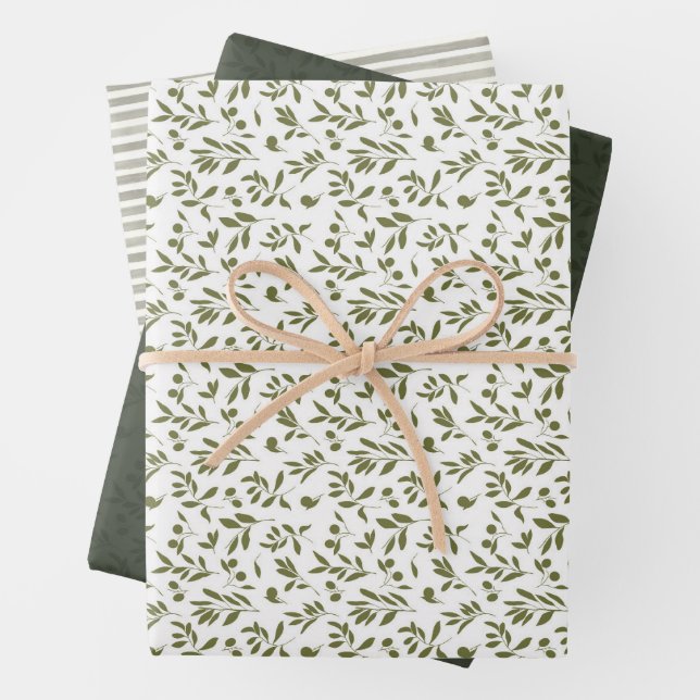 Olive 'Martini' Green  Wrapping Paper Sheet (In situ)
