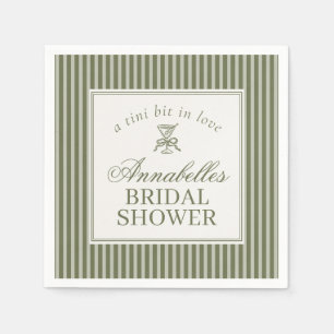 Olive Martini Old Money Striped Bridal Shower Napkin