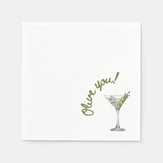 Olive Martini "Olive you!" Cocktail Napkins