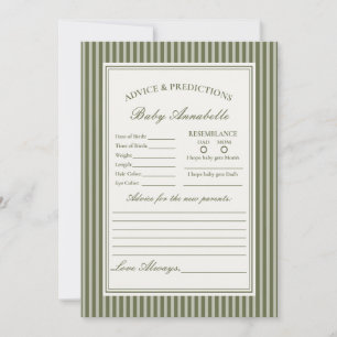 Olive Martini Striped Green Advice for Baby Card