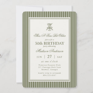 Olive Martini Tini Bit Older Striped Birthday Invitation